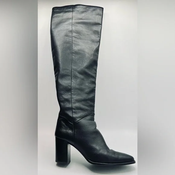 MASSIMO DUTTI Tall Black Leather Boots Size 36 - Picture 3 of 10